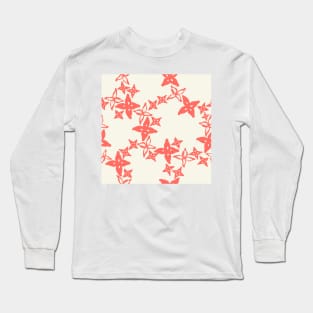 Coral Floral Pattern Long Sleeve T-Shirt